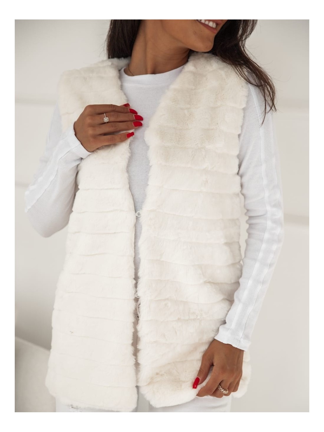 Women\'s cream fur vest 02114 - Online store - Boutique